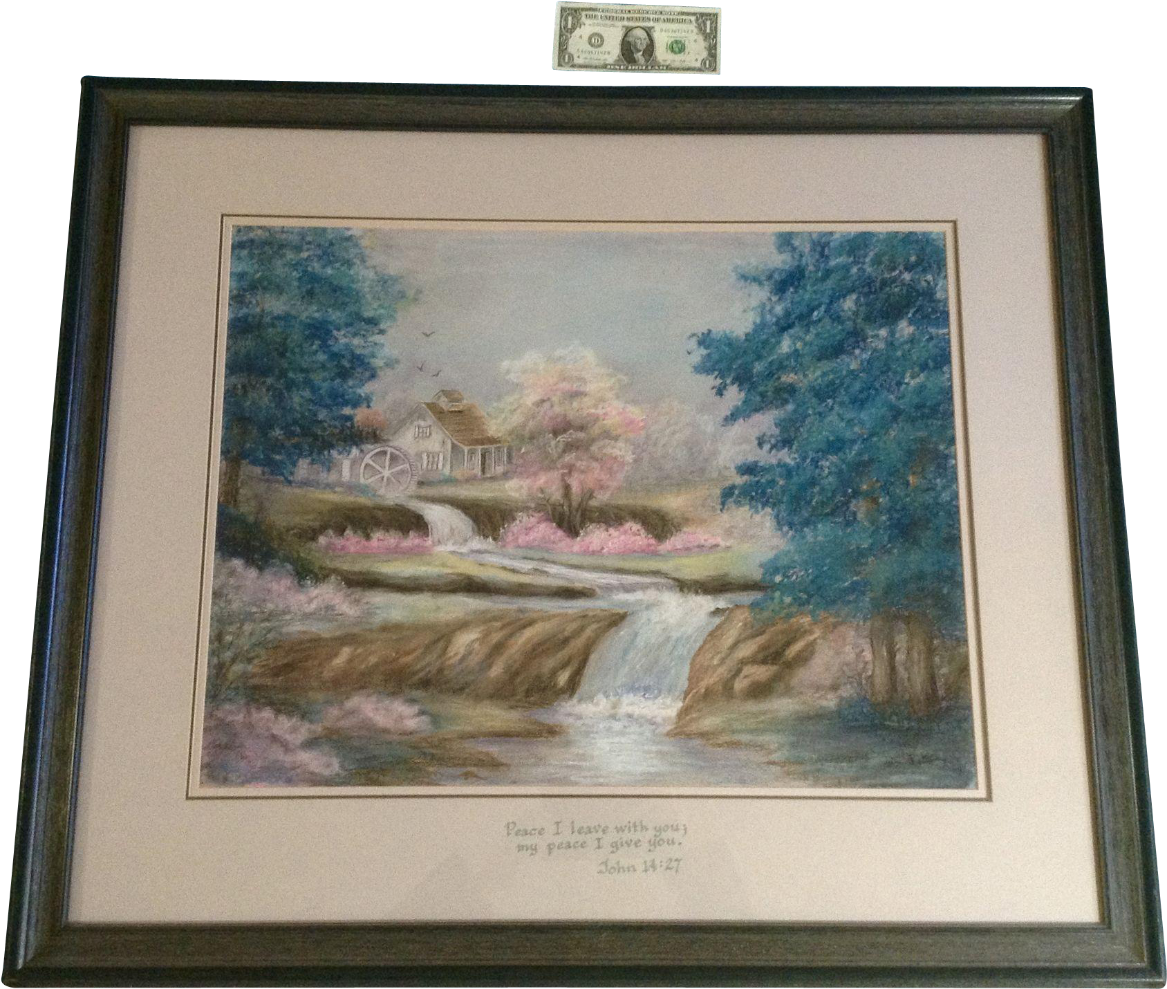 Joann Dolar Large Pastel Landscape Drawing Of Waterwheel - Drawing (1687x1687), Png Download