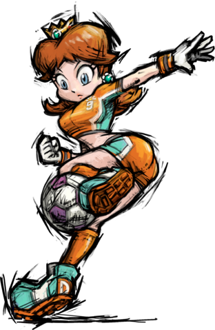 Mario Strikers Charged - Princess Daisy Mario Strikers (312x479), Png Download