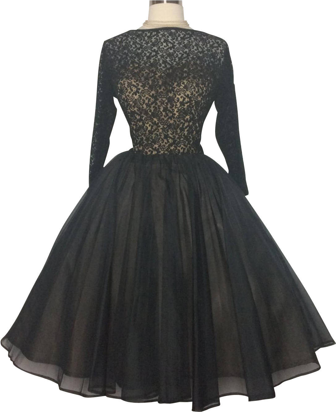 Vintage Dress//party Dress//full Circle Dress//lace//black - Gown (1329x1329), Png Download