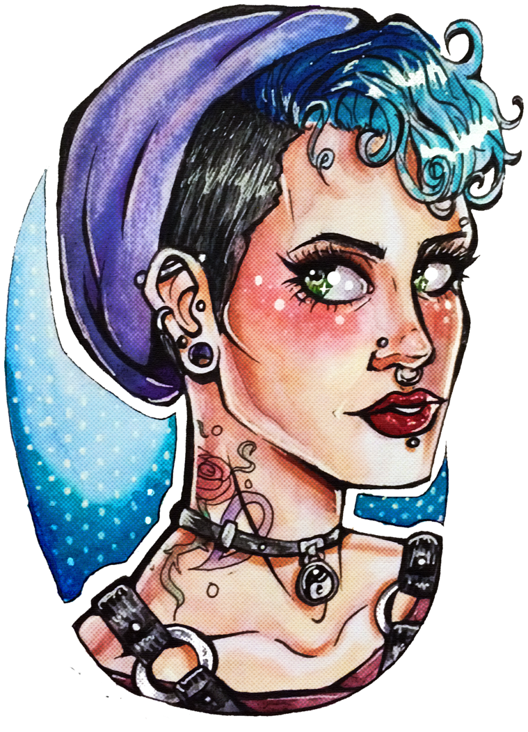 Punk Girl By Chrisily On Deviantart Graphic Free - Drawing Art Girl Punk (759x1052), Png Download
