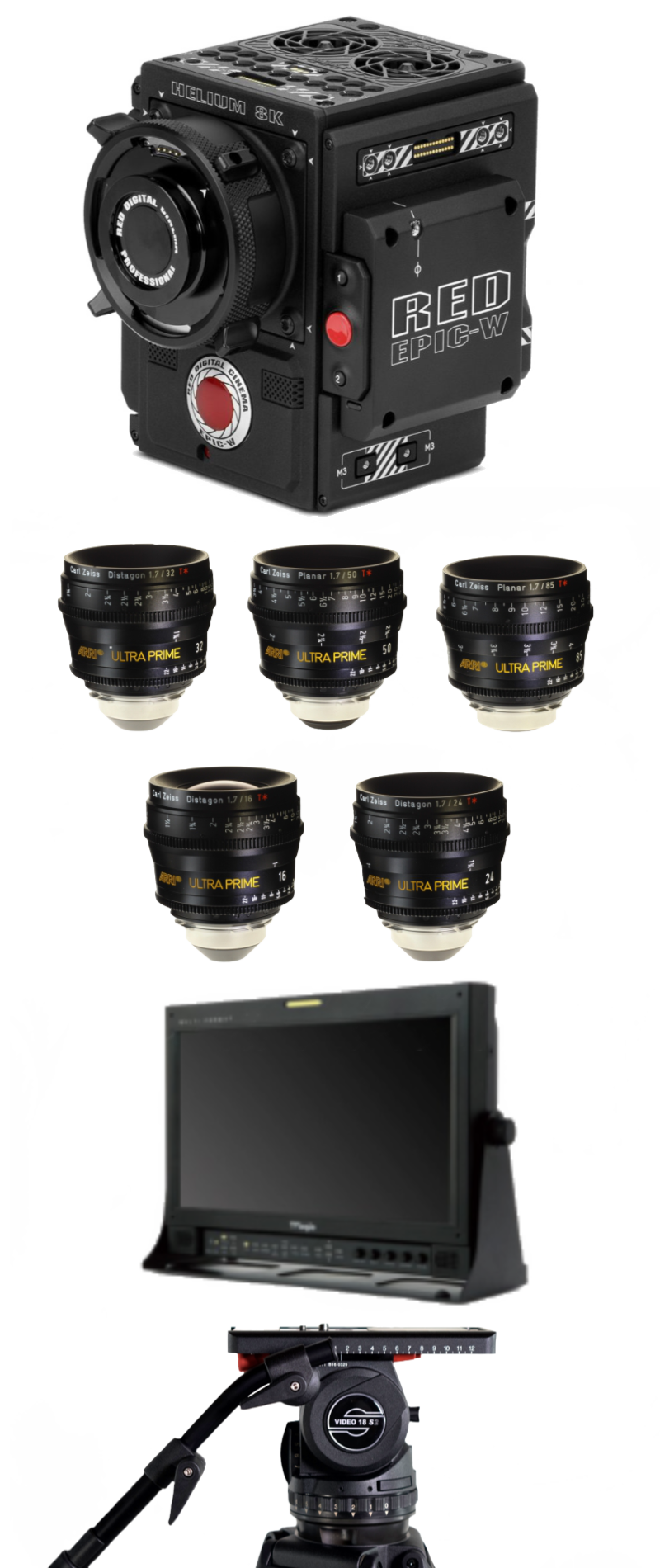 Red Epic W Helium Plus Zeiss Ultra Prime 5 Way Set - Red Weapon 8k Standard Camera - Body Only (800x1900), Png Download