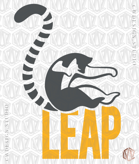 Lemur Jumping Silhouette Minimal Logo - Graphic Design (450x532), Png Download