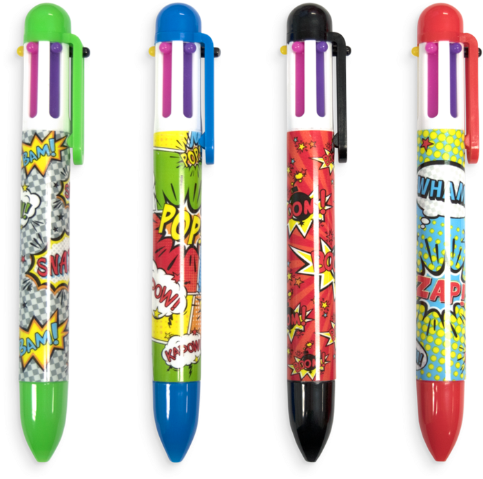 Comic Attack 6 Click Multi Color Pen - New School Stuff (800x800), Png Download