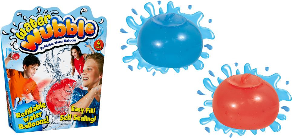 Water Wubble With Packaging - Water Wubble Refillable Water Balloon (1020x471), Png Download