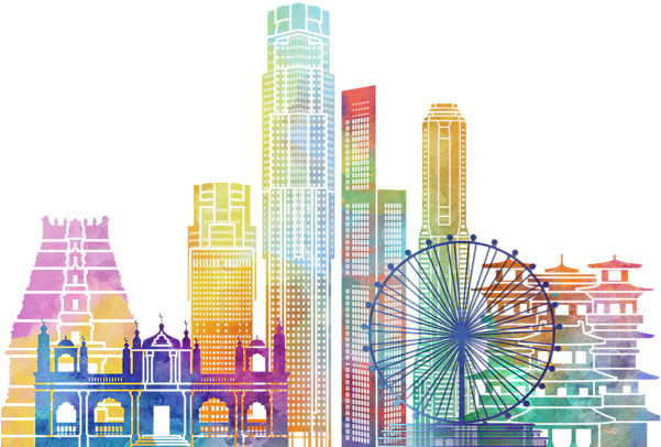 Bleed Area May Not Be Visible - Singapore Landmark Paintings (600x427), Png Download