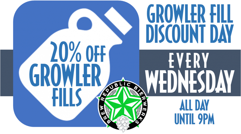 Growler Fill Discount Wednesdays - Brew Republic Bierwerks (1024x598), Png Download