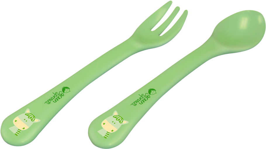 Cornstarch Fork & Spoon Set - Green Sprouts Cornstarch Fork And Spoon Set (1024x1024), Png Download