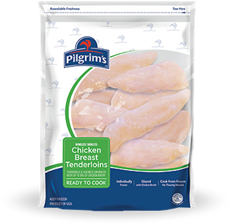 Boneless Skinless Breast Tenderloins - Pilgrims Frozen Chicken Breast Fillets, 10 Lbs (480x388), Png Download