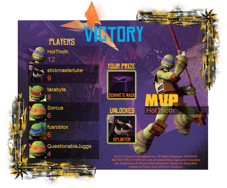Victory Screen Character Selection Menu - Balloon Weight Mini Tote Teenage Mutant Ninja Turtles (792x657), Png Download