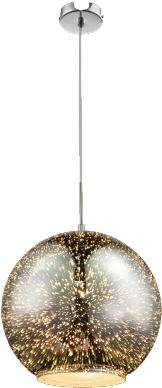 Glass Ball Hanging Light Retro/ Chrome/ Glass/ Pendulum - Glass Pendant Light Taina, Chrome-plated, 30 Cm (329x500), Png Download