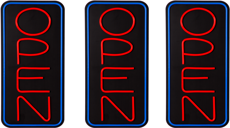 Large Vertical Led Open Sign With Remote - Orange (900x442), Png Download