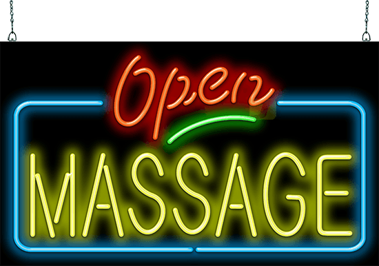 Massage Open Neon Sign - Neon Open Sign Massage Parlour (550x386), Png Download