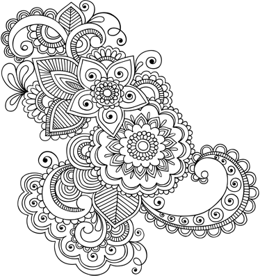 Mural De Parede Ornamentos Florais Asiáticos - Patterned Flowers To Draw (374x397), Png Download