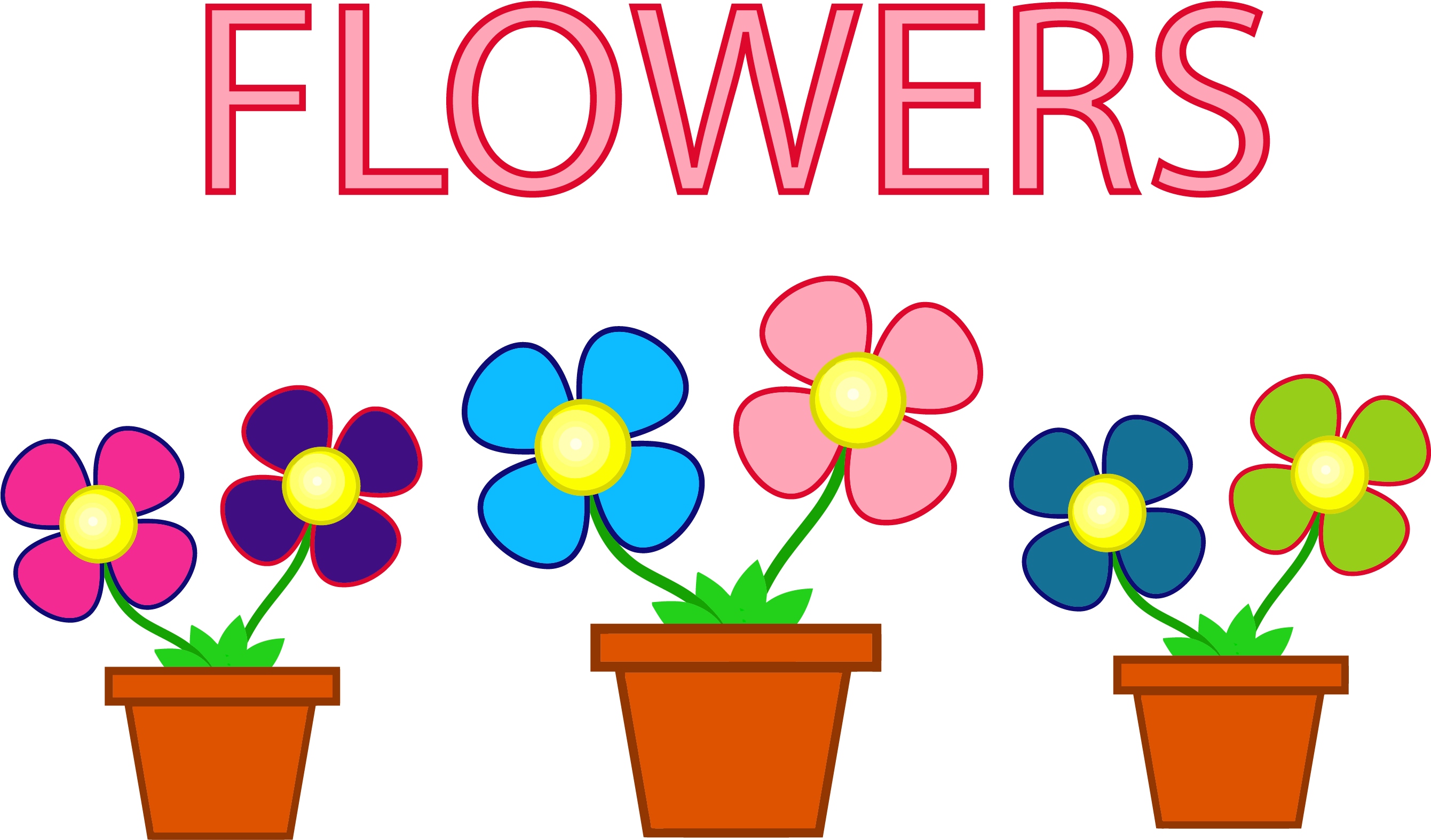 Potted Flowers Png Clipart - Clip Art Flowers (2680x1651), Png Download