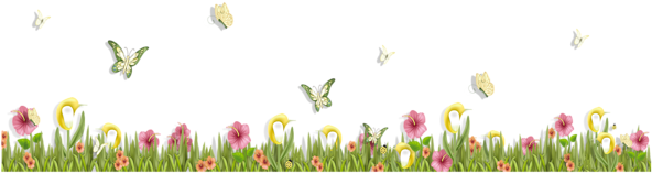 Royalty Free Download With Butterflies Png Jpg Pinterest - Butterfly And Flower Clipart (600x206), Png Download