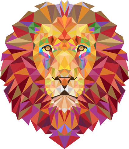 Lion Head Origami - Cabezas De Leones Png (424x490), Png Download