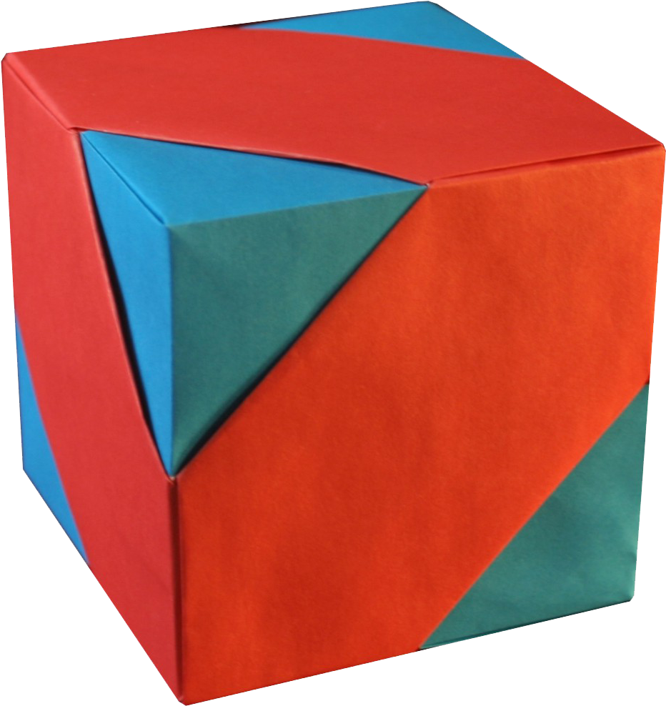 Cube Assembly 1 - Origami Cube (1271x1231), Png Download