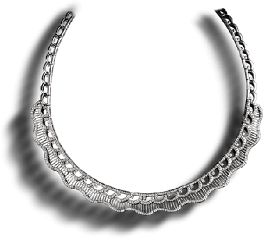 White Gold Diamond Necklace With Wavy Lace Pattern - Gold (390x390), Png Download