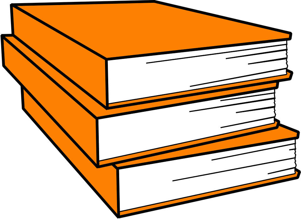 Books Clipart Orange - Stack Of Books Coloring Pages (960x699), Png Download