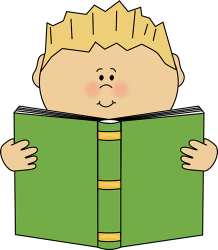 Boy Reading A Book Clip Art - Girl Reading Book Clipart (436x500), Png Download