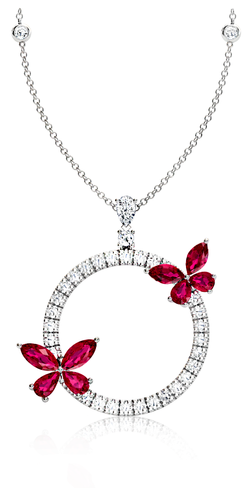 The Browns Ruby Butterfly And Diamond Necklace - Necklace (1024x1024), Png Download