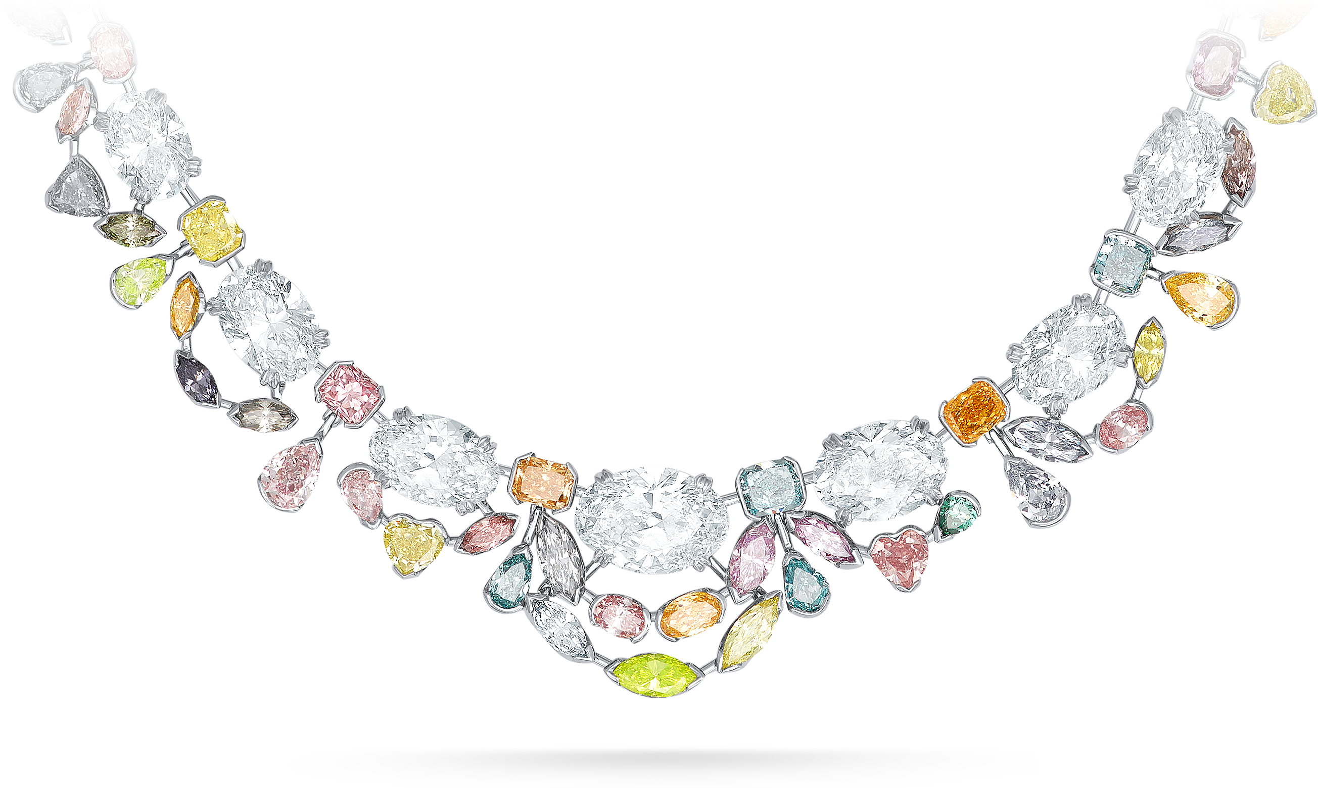 Multi Coloured Diamond Necklace - David Morris Prestige Jewels Rare Coloured Diamond (2617x1760), Png Download