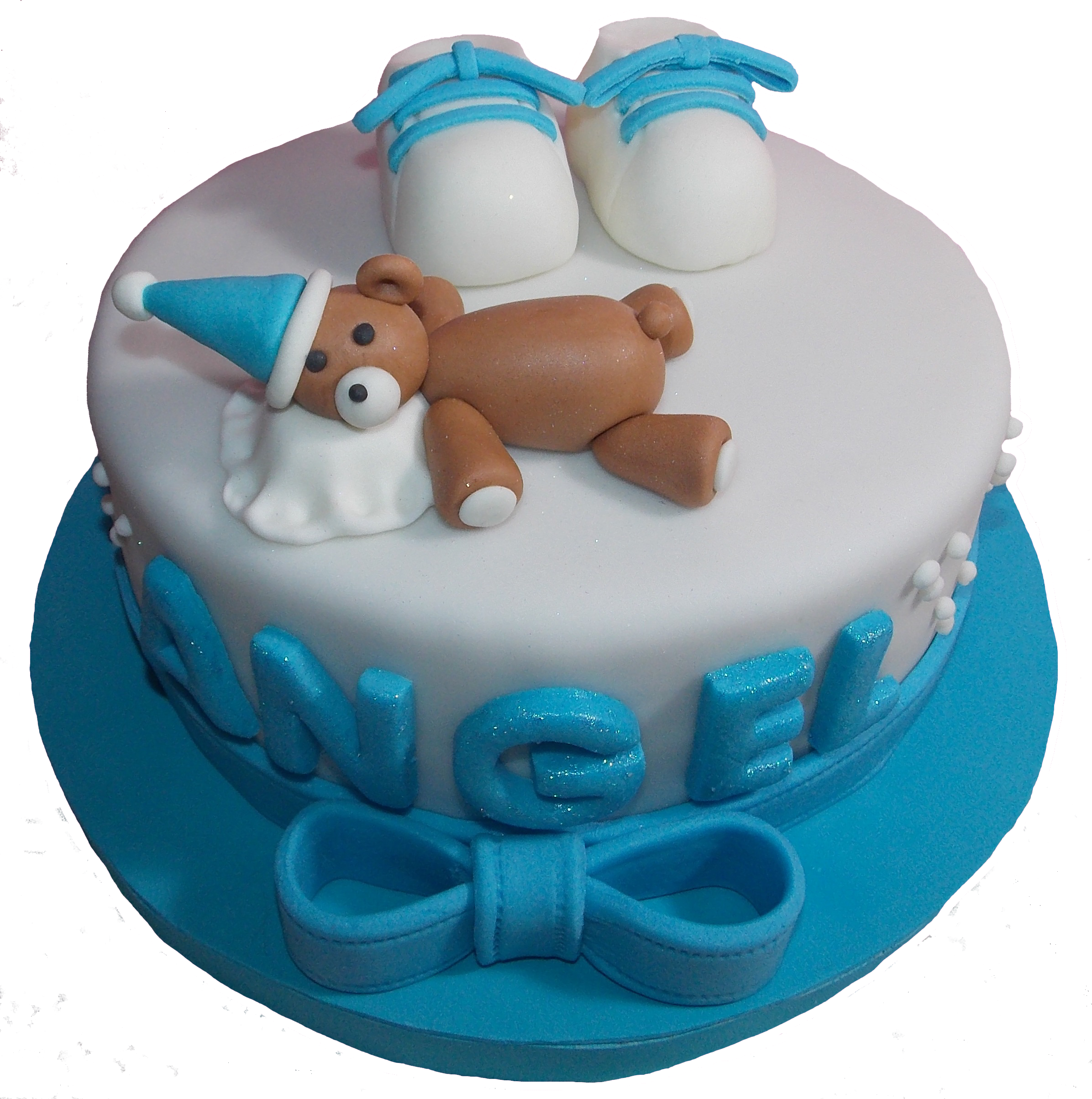 Tarta Fondant Bautizo Azul Cielo - Tortas De Fondant Png (2392x2408), Png Download