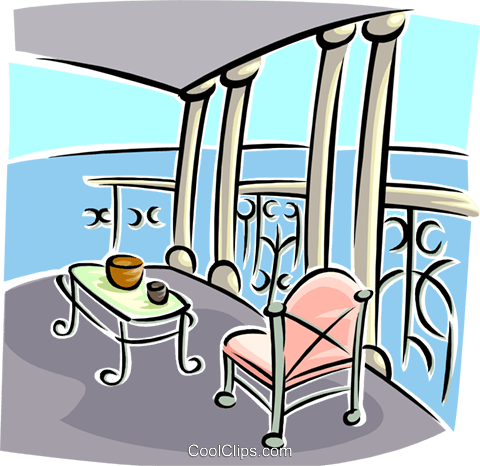 Balcony View Royalty Free Vector Clip Art Illustration - Balcony Clipart (480x466), Png Download
