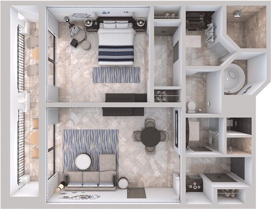 Premier Suite With Balcony & Parlor - Hilton Los Cabos Beach & Golf Resort (1024x768), Png Download