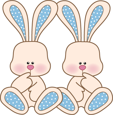 Bunny - Twin Cartoon Bunnies (394x402), Png Download