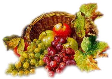 Frutas - Canastas Uvas Y Manzanas (400x334), Png Download