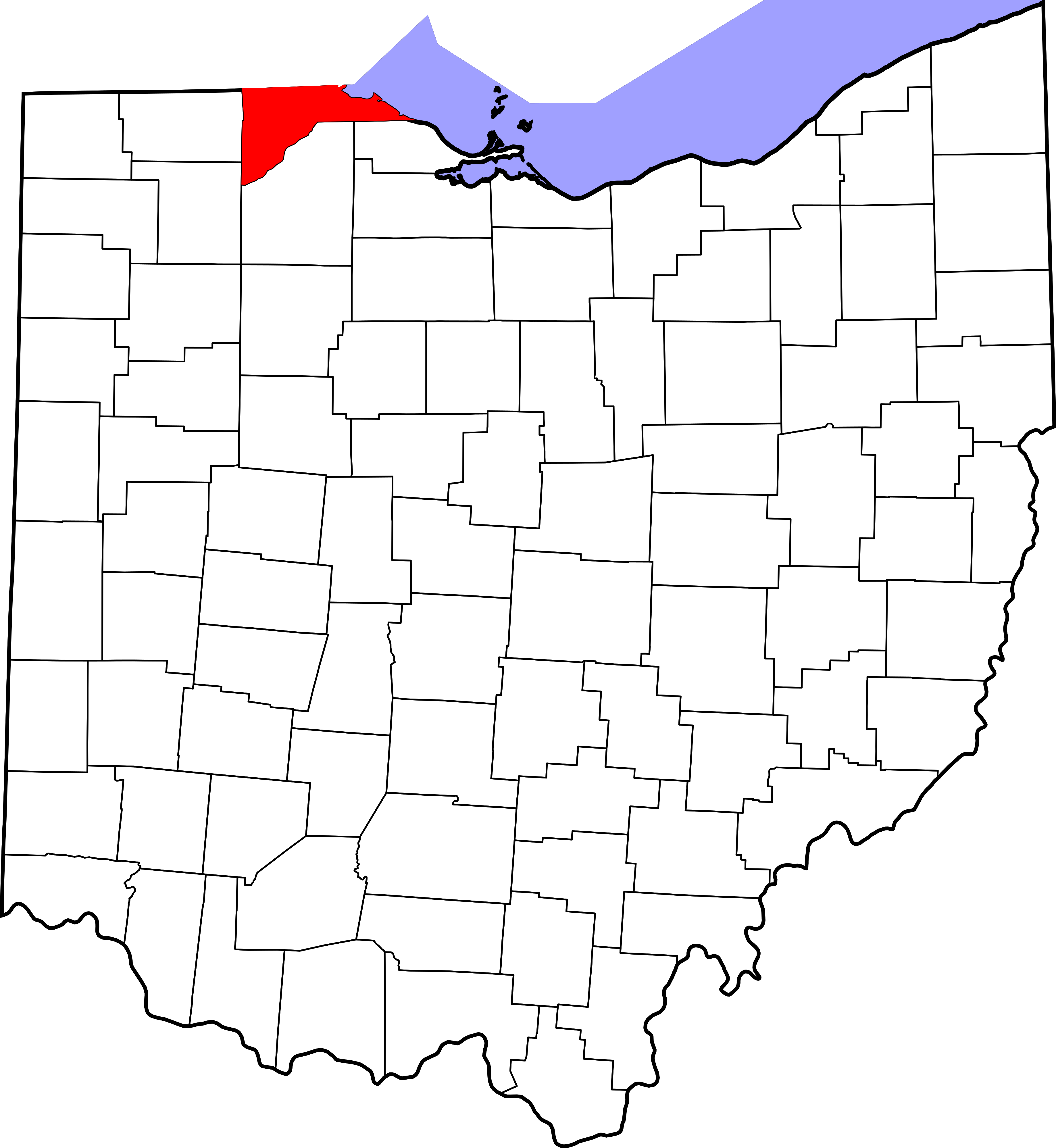 Map Of Ohio Highlighting Lucas County - Ottawa County Ohio (3675x3995), Png Download