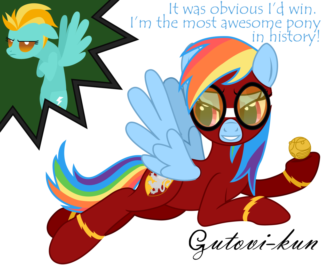 Gutovi, Bragging, Clothes, Crossover, Dialogue, Flight - Rainbow Dash Harry Potter (1247x1024), Png Download