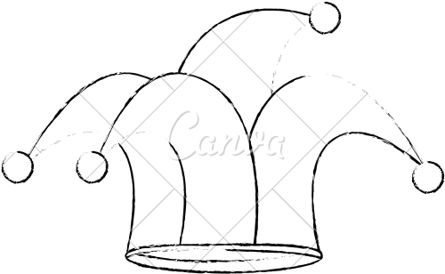 Jester Hat Drawing At Getdrawings - Cap And Bells (550x550), Png Download