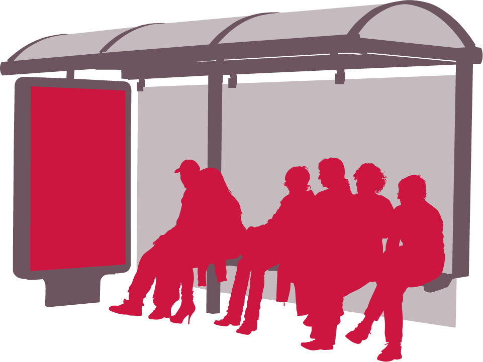 Bus Stop Silhouettes Png (961x721), Png Download