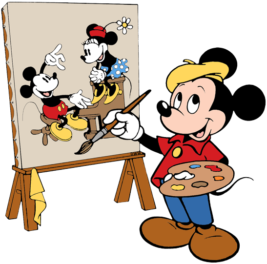 Mickey-painting - Old Mickey And Minnie Mouse (547x541), Png Download