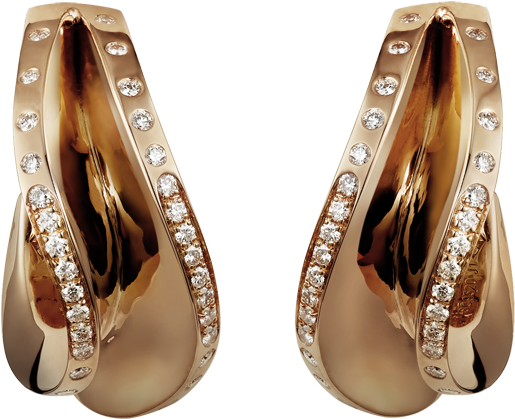 Golden Diamond Earrings Png Clipart - Earring (569x440), Png Download