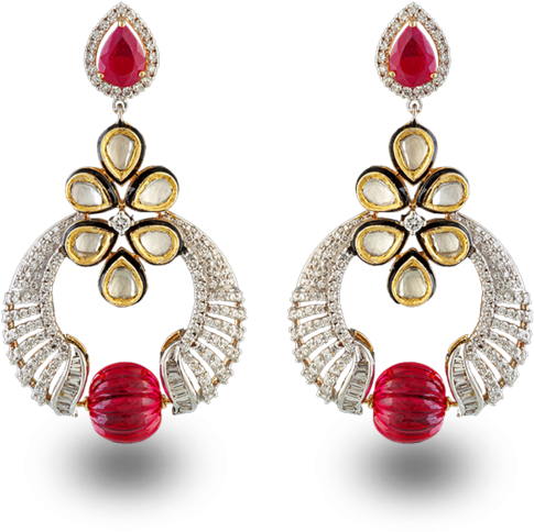 Designer Diamond Earrings - American Diamond Earrings Png (500x500), Png Download