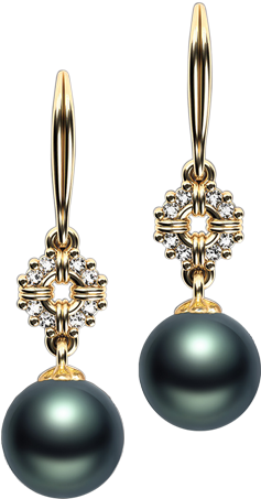Tahitian Pearl And Diamond Earrings With Diamonds In - Jewellery (488x487), Png Download