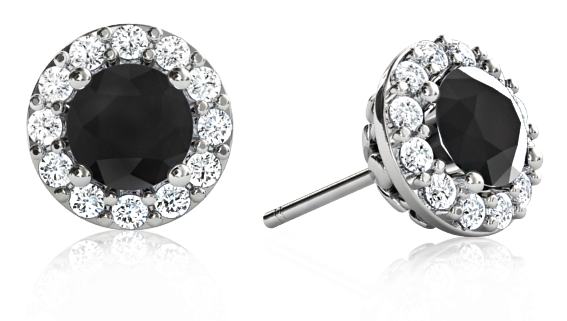 The Browns Black Diamond Halo Earrings - Diamond (1024x1024), Png Download
