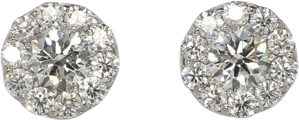 White Diamond Earrings Estate 2ct T W Fulfillment Hearts - Transparent Background Diamond Earring Png (611x611), Png Download