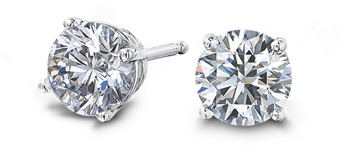 Claw Set Round Brilliant Cut Diamond Solitaire Stud - Platinum (800x800), Png Download