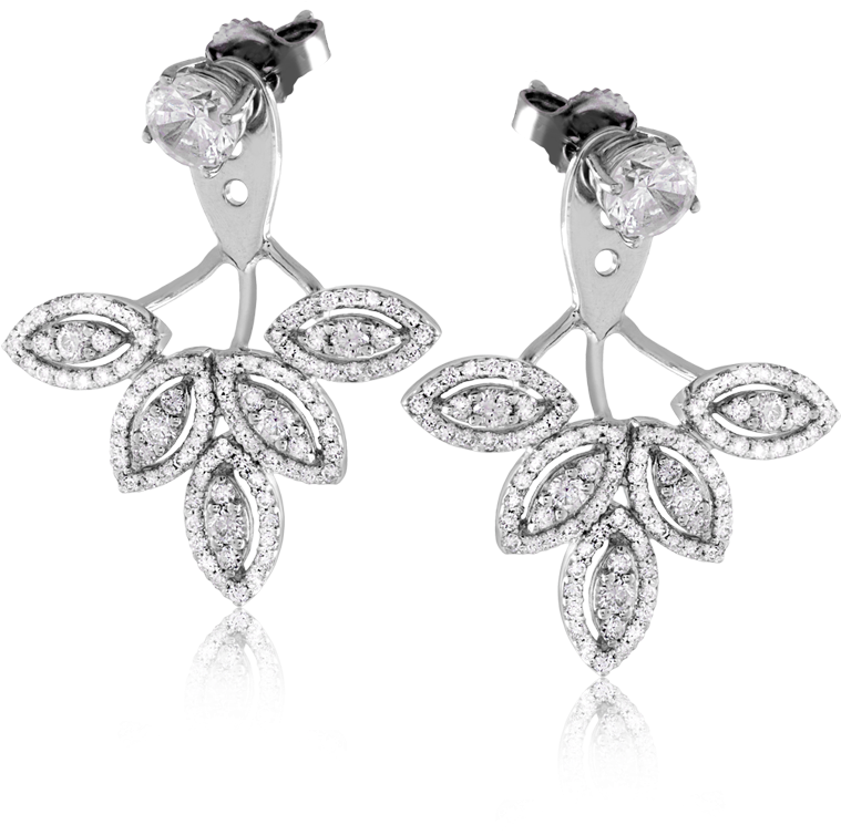 Ring Drawing Diamond Earring - Peekaboo Diamond White Gold Earring Jackets (1000x1000), Png Download