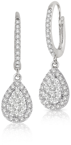 Tear Drop Shape, Dangling, Diamond Earrings Set In - Pear Diamond Drop Earrings Us (498x498), Png Download