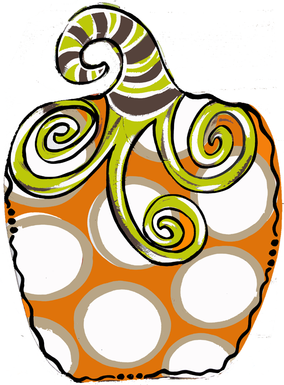 Skinny White Dot Pumpkin - Door Hanger (568x768), Png Download