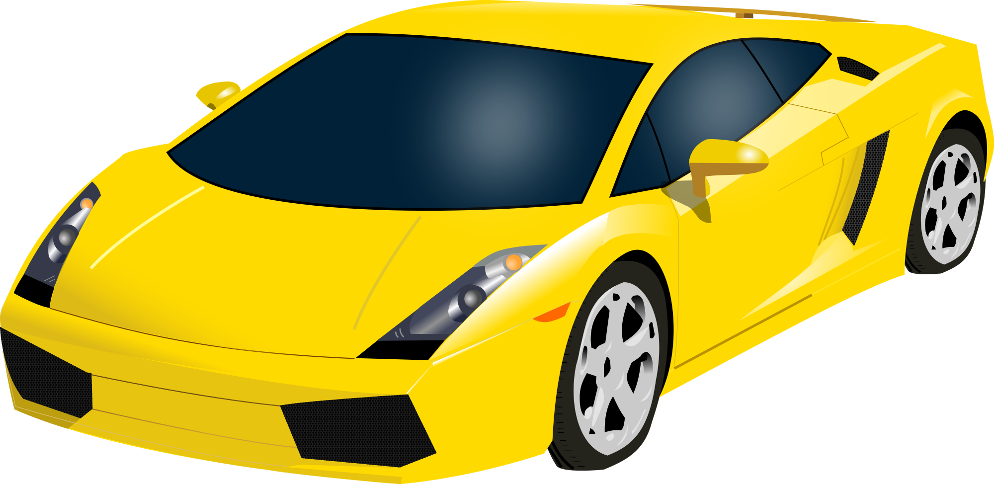 Car Clipart Lamborghini - Yellow 2003 Lamborghini Gallardo (2000x974), Png Download
