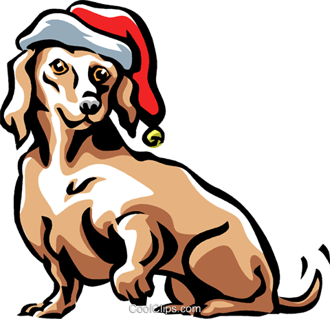 Dog With A Christmas Hat On Royalty Free Vector Clip - Dog (480x464), Png Download