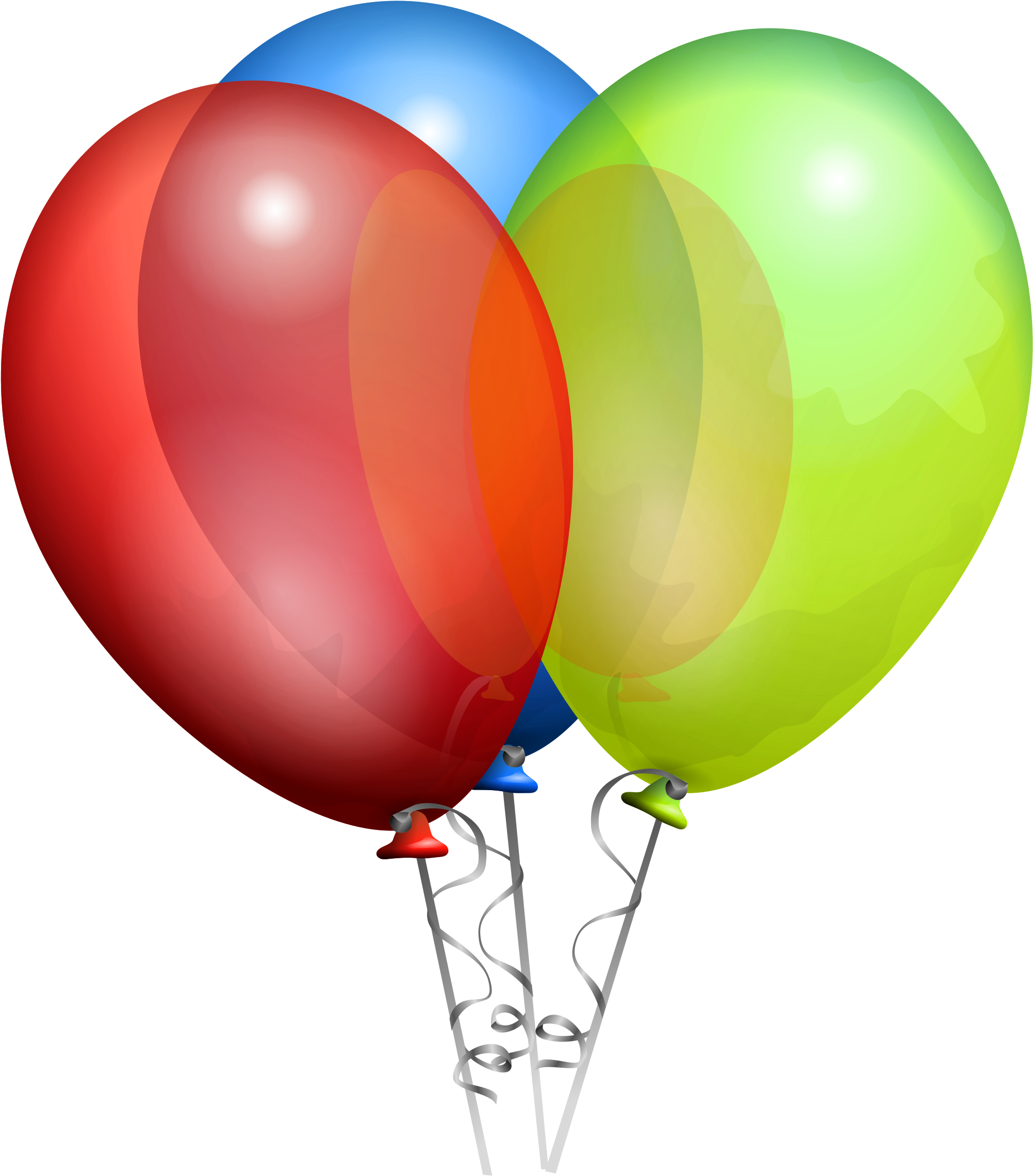 Balloon Clipart Realistic - Blue Red And Green Balloons (2200x2400), Png Download
