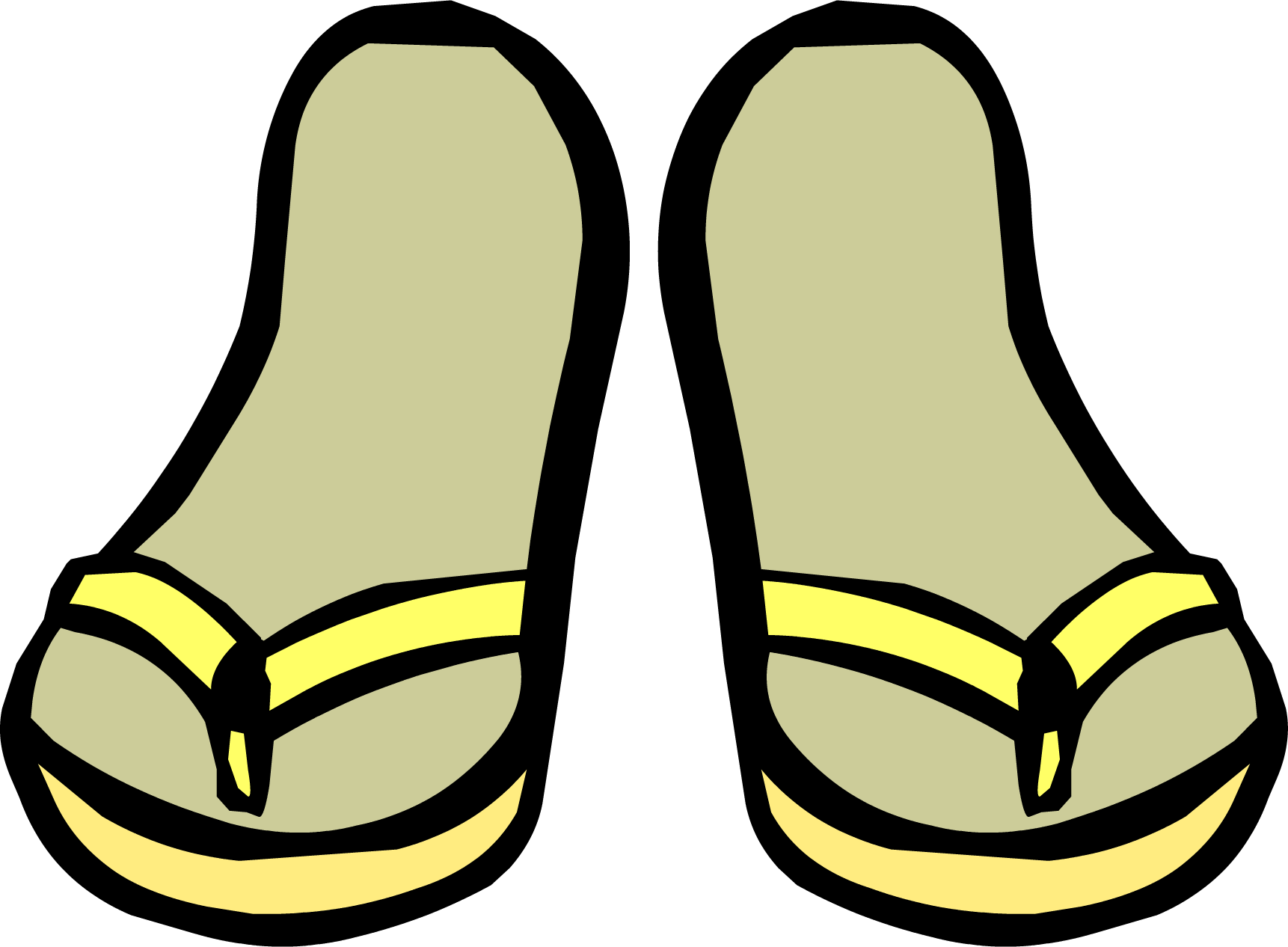 Yellow Sandals - Png - Club Penguin Sandals (1722x1266), Png Download
