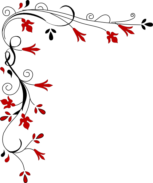 Swirl Corner Borders Clip Art Clipart - Black And White Floral Design Shower Curtain (498x594), Png Download